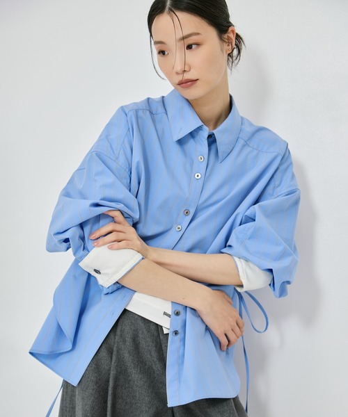 STUDIOUS/ステュディオス】Wide Stripe 2way Shirt/ワイドストライプ