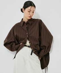 STUDIOUS（ステュディオス）の「【STUDIOUS/ステュディオス】Wide Stripe 2way Shirt/ワイドストライプツーウェイシャツ/くびれ効果/春服/ウォッシャブル/スタンドカラー対応（シャツ/ブラウス）」