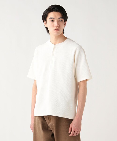 BEAMS HEART(ビームスハート)の「【ユニセックス】ワッフル 3B ヘンリー Tシャツ(Tシャツ/カットソー・メンズ・ホワイト/ダークブラウン/ブラック・SMALL/MEDIUM/LARGE)」の2枚目の写真