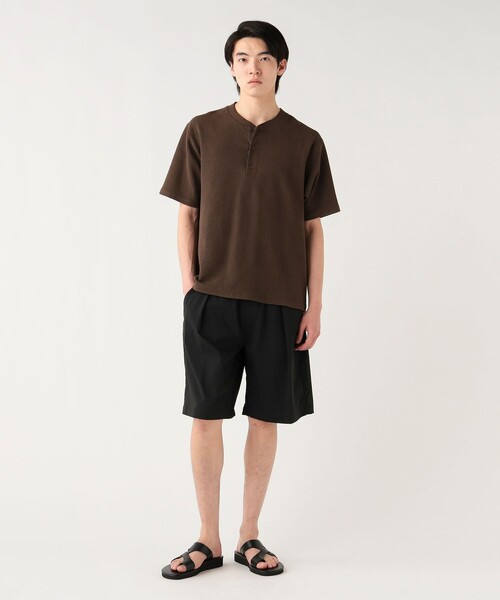 BEAMS HEART(ビームスハート)の「【ユニセックス】ワッフル 3B ヘンリー Tシャツ(Tシャツ/カットソー・メンズ・ホワイト/ダークブラウン/ブラック・SMALL/MEDIUM/LARGE)」の4枚目の写真