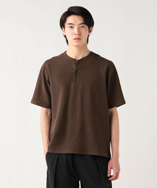 BEAMS HEART(ビームスハート)の「【ユニセックス】ワッフル 3B ヘンリー Tシャツ(Tシャツ/カットソー・メンズ・ホワイト/ダークブラウン/ブラック・SMALL/MEDIUM/LARGE)」の6枚目の写真