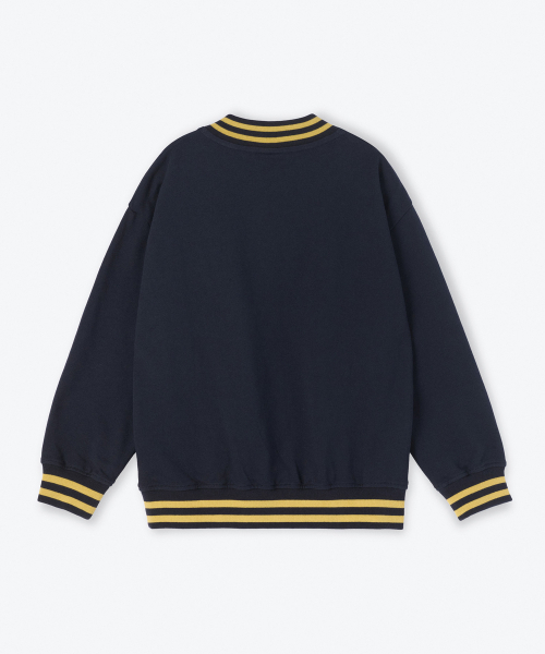MUSINSA STANDARD KIDS（ムシンサスタンダードキッズ）の「オーバーサイズプレッピーVネックスウェットシャツ[ネイビー]（スウェット・レディース・その他・110/100/160/120/130/140/150）」の3枚目の写真