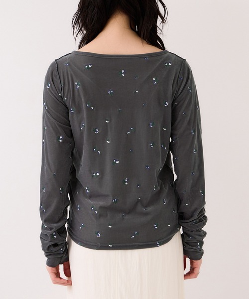 VIS(ビス)の「フロッキーチュール刺しゅうカーディガン/2WAY(カーディガン/ボレロ・レディース・チャコールグレー/ダークブラウン/キナリ・FREE)」の17枚目の写真