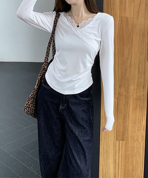 MEMECLE(メメクル)の「【 MEMECLE / メメクル 】レース フード付き 長袖 Tシャツ(Tシャツ/カットソー・レディース・グレー/ホワイト・L/M/S)」の13枚目の写真