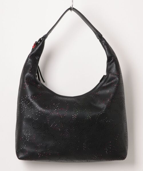 Desigual（デシグアル）の「フローラル型押し ハンドバッグ 黒（ショルダーバッグ・レディース・ブラック・FREE）」の4枚目の写真