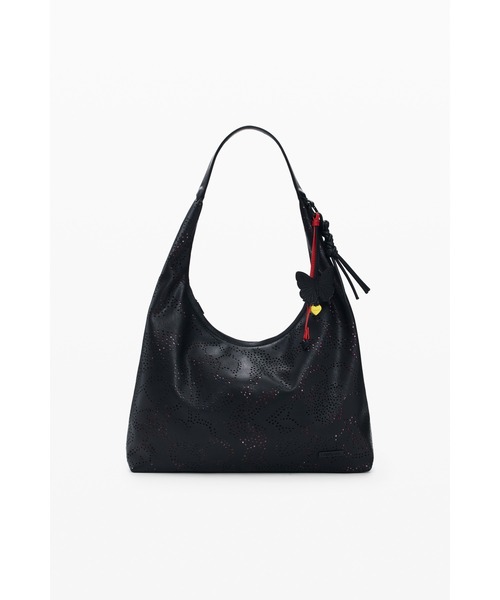 Desigual（デシグアル）の「フローラル型押し ハンドバッグ 黒（ショルダーバッグ・レディース・ブラック・FREE）」の9枚目の写真