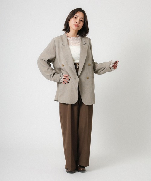 Floran（フローラン）の「ストレッチ袖レースダブルジャケット（テーラードジャケット・レディース・ベージュ/グレー/ブラック・FREE）」の12枚目の写真