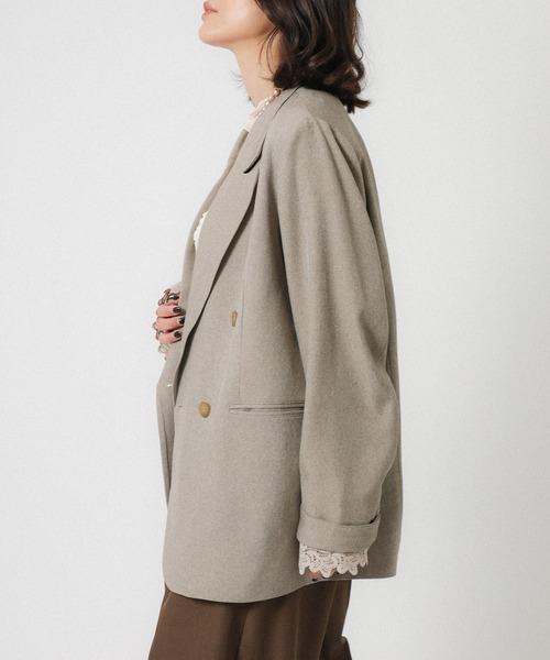 Floran（フローラン）の「ストレッチ袖レースダブルジャケット（テーラードジャケット・レディース・ベージュ/グレー/ブラック・FREE）」の14枚目の写真