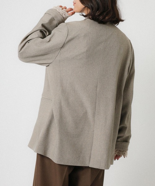 Floran（フローラン）の「ストレッチ袖レースダブルジャケット（テーラードジャケット・レディース・ベージュ/グレー/ブラック・FREE）」の15枚目の写真