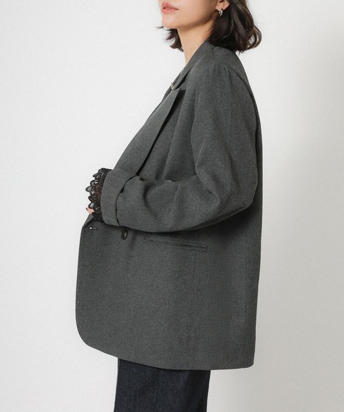 Floran（フローラン）の「ストレッチ袖レースダブルジャケット（テーラードジャケット・レディース・ベージュ/グレー/ブラック・FREE）」の10枚目の写真