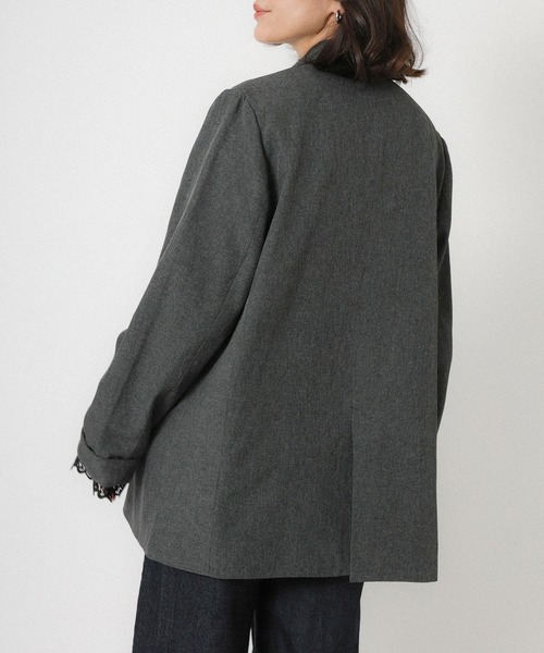 Floran（フローラン）の「ストレッチ袖レースダブルジャケット（テーラードジャケット・レディース・ベージュ/グレー/ブラック・FREE）」の11枚目の写真