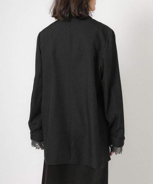 Floran（フローラン）の「ストレッチ袖レースダブルジャケット（テーラードジャケット・レディース・ベージュ/グレー/ブラック・FREE）」の7枚目の写真