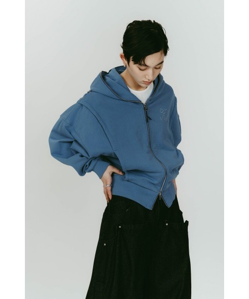 Knuth Marf（クヌースマーフ）の「pierced hooded sweatshirt（パーカー・レディース・ブルー/ライトベージュ/チャコール・FREE）」の3枚目の写真