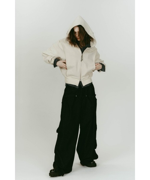 Knuth Marf（クヌースマーフ）の「pierced hooded sweatshirt（パーカー・レディース・ブルー/ライトベージュ/チャコール・FREE）」の6枚目の写真