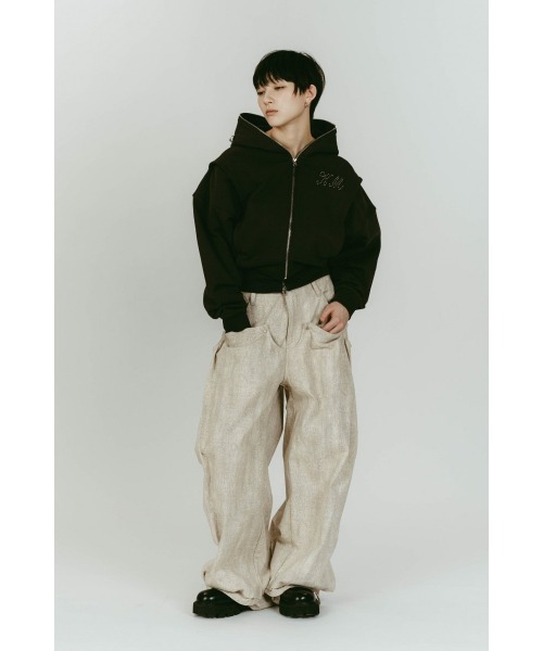 Knuth Marf（クヌースマーフ）の「pierced hooded sweatshirt（パーカー・レディース・ブルー/ライトベージュ/チャコール・FREE）」の12枚目の写真