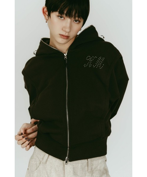 Knuth Marf（クヌースマーフ）の「pierced hooded sweatshirt（パーカー・レディース・ブルー/ライトベージュ/チャコール・FREE）」の21枚目の写真