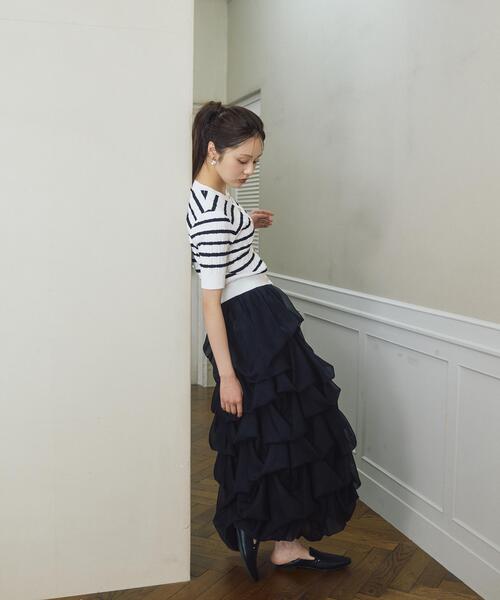 PROPORTION BODY DRESSING（プロポーションボディドレッシング）の「＜山内ともなさんコラボ＞タックバルーンスカート / 1216120306（スカート・レディース・ホワイト系その他/ブラック・P/S/MEDIUM/SMALL）」の5枚目の写真