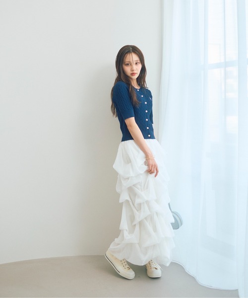 PROPORTION BODY DRESSING（プロポーションボディドレッシング）の「＜山内ともなさんコラボ＞タックバルーンスカート / 1216120306（スカート・レディース・ホワイト系その他/ブラック・P/S/MEDIUM/SMALL）」の2枚目の写真