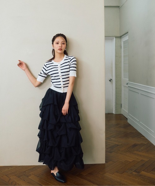 PROPORTION BODY DRESSING（プロポーションボディドレッシング）の「＜山内ともなさんコラボ＞タックバルーンスカート / 1216120306（スカート・レディース・ホワイト系その他/ブラック・P/S/MEDIUM/SMALL）」の3枚目の写真