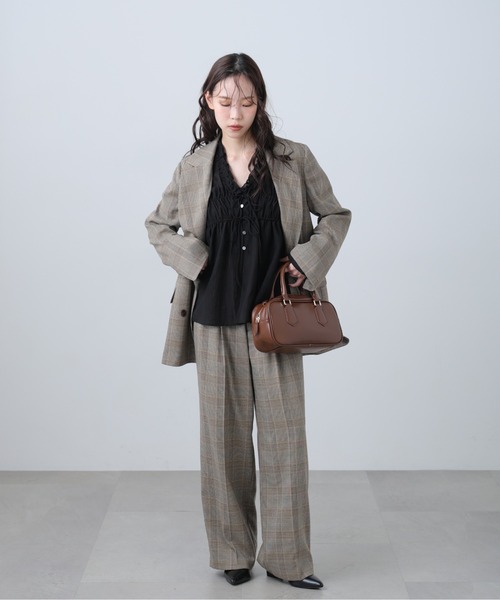 FREE'S MART（フリーズマート）の「◆麻調合繊シリーズ 麻調合繊ダブルブレストジャケット（テーラードジャケット・レディース・ネイビー/グレー系その他/ホワイト/ブラウン系その他・MEDIUM/SMALL）」の12枚目の写真