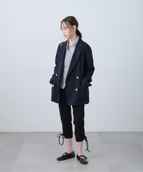 FREE'S MART（フリーズマート）の「◆麻調合繊シリーズ 麻調合繊ダブルブレストジャケット（テーラードジャケット・レディース・ネイビー/グレー系その他/ホワイト/ブラウン系その他・MEDIUM/SMALL）」の6枚目の写真