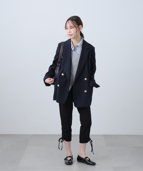 FREE'S MART（フリーズマート）の「◆麻調合繊シリーズ 麻調合繊ダブルブレストジャケット（テーラードジャケット・レディース・ネイビー/グレー系その他/ホワイト/ブラウン系その他・MEDIUM/SMALL）」の8枚目の写真