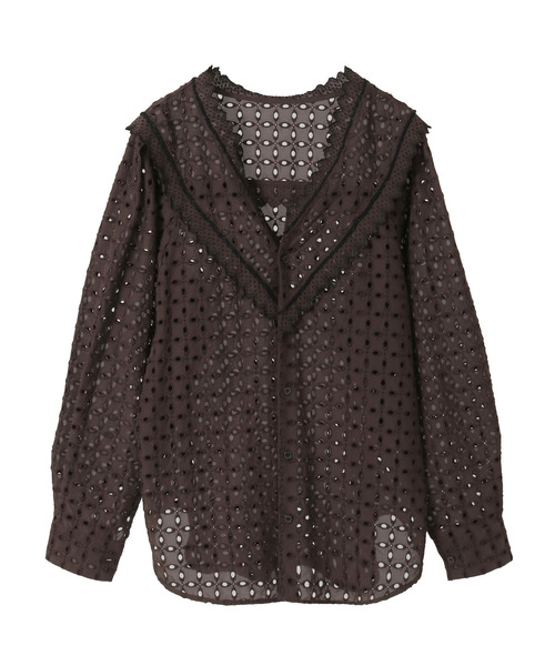 CURRENTAGE(カレンテージ)の「Vintage Lace Blouse(シャツ/ブラウス・レディース・ホワイト/ブラウン・FREE)」の2枚目の写真