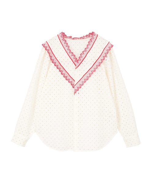 CURRENTAGE(カレンテージ)の「Vintage Lace Blouse(シャツ/ブラウス・レディース・ホワイト/ブラウン・FREE)」の3枚目の写真