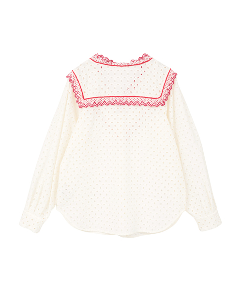 CURRENTAGE(カレンテージ)の「Vintage Lace Blouse(シャツ/ブラウス・レディース・ホワイト/ブラウン・FREE)」の4枚目の写真