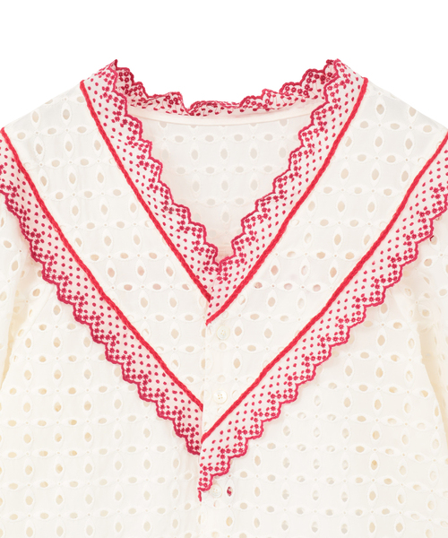 CURRENTAGE(カレンテージ)の「Vintage Lace Blouse(シャツ/ブラウス・レディース・ホワイト/ブラウン・FREE)」の5枚目の写真