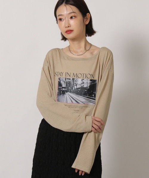 LAKOLE（ラコレ）の「シアーアソートグラフィック長袖 / 660046（Tシャツ/カットソー・レディース・ベージュ/オフホワイト/ライトブルー/チャコール・FREE）」の14枚目の写真