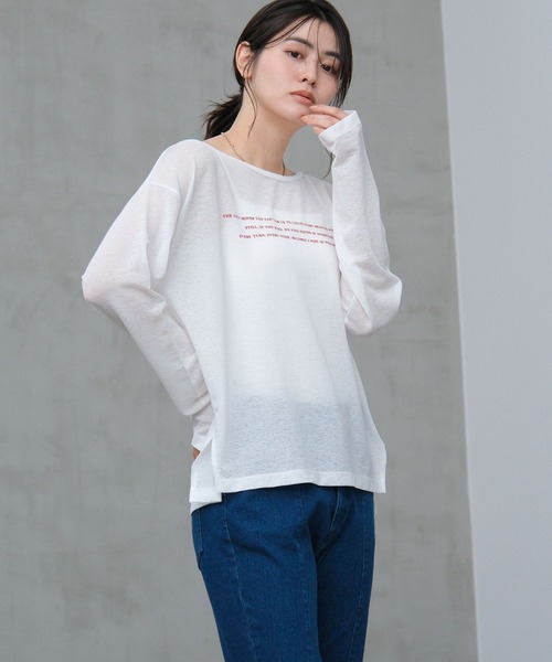 LAKOLE（ラコレ）の「シアーアソートグラフィック長袖 / 660046（Tシャツ/カットソー・レディース・ベージュ/オフホワイト/ライトブルー/チャコール・FREE）」の6枚目の写真