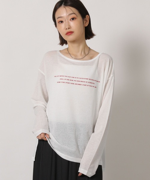LAKOLE（ラコレ）の「シアーアソートグラフィック長袖 / 660046（Tシャツ/カットソー・レディース・ベージュ/オフホワイト/ライトブルー/チャコール・FREE）」の9枚目の写真