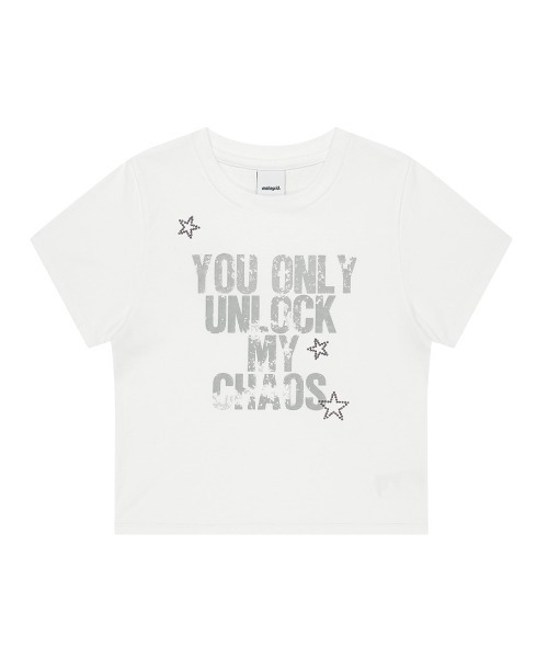 MAHAGRID(マハグリッド)の「『mahagrid/マハグリッド』UNLOCK CROP TEE/アンロック クロップ Tシャツ(Tシャツ/カットソー・レディース・ホワイト/ブラック・XS)」の5枚目の写真