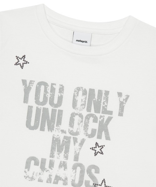 MAHAGRID(マハグリッド)の「『mahagrid/マハグリッド』UNLOCK CROP TEE/アンロック クロップ Tシャツ(Tシャツ/カットソー・レディース・ホワイト/ブラック・XS)」の7枚目の写真