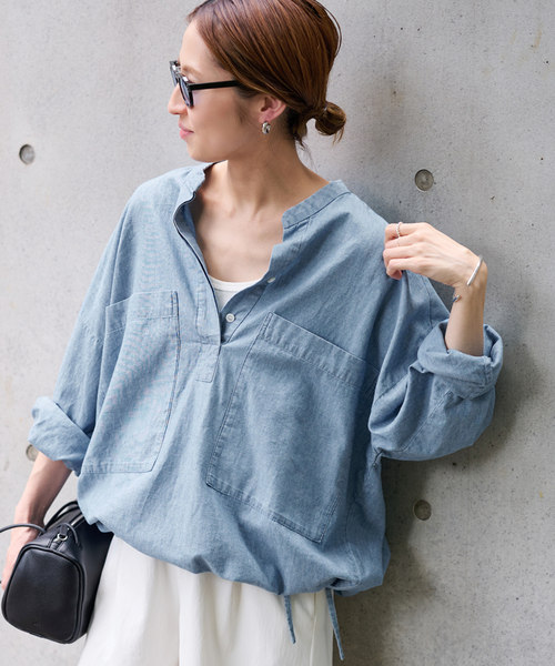 FRAMeWORK（フレームワーク）の「≪WEB限定 /追加≫ダンガリードロストシャツ 2（シャツ/ブラウス・レディース・サックスブルー・FREE）」の4枚目の写真