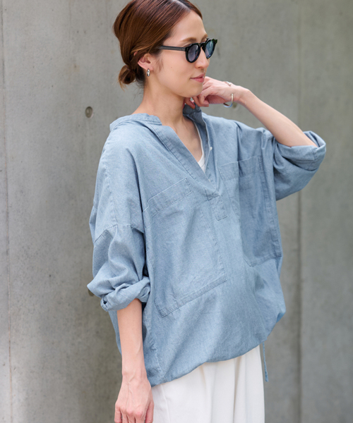 FRAMeWORK（フレームワーク）の「≪WEB限定 /追加≫ダンガリードロストシャツ 2（シャツ/ブラウス・レディース・サックスブルー・FREE）」の7枚目の写真