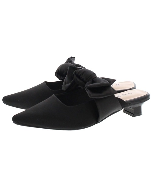 JELLY BEANS（ジェリービーンズ）の「【JB selection】ボリュームリボンミュールサンダル(210-62085)JELLY BEANS(ジェリービーンズ)（サンダル・レディース・ベージュ/ブラック・S/M/L）」の2枚目の写真