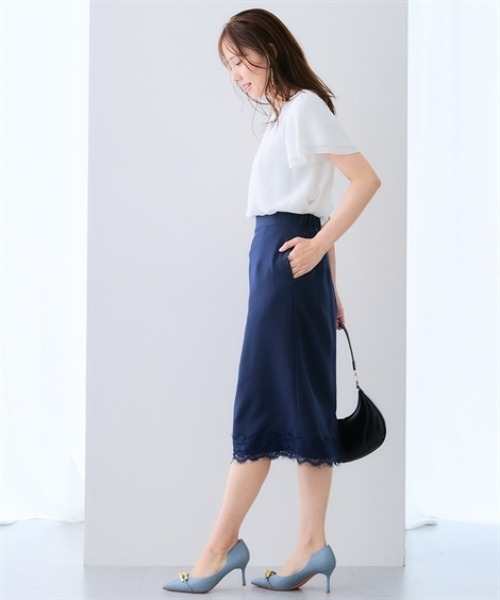 7days Life Styling(セブンデイズライフスタイリング)の「裾スカラップレースタイトスカート(スカート・レディース・ブラック/ネイビー・3L/LL/L/M/4L)」の6枚目の写真