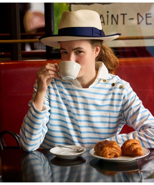 PETIT BATEAU（プチバトー）の「マリニエール長袖プルオーバー（スウェット・レディース・ホワイト×ブルー・LARGE/XX-SMALL/X-SMALL/SMALL/MEDIUM）」の2枚目の写真