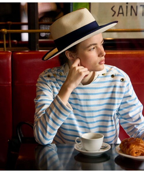 PETIT BATEAU（プチバトー）の「マリニエール長袖プルオーバー（スウェット・レディース・ホワイト×ブルー・LARGE/XX-SMALL/X-SMALL/SMALL/MEDIUM）」の3枚目の写真