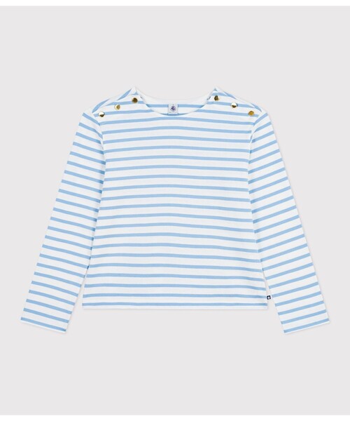 PETIT BATEAU（プチバトー）の「マリニエール長袖プルオーバー（スウェット・レディース・ホワイト×ブルー・LARGE/XX-SMALL/X-SMALL/SMALL/MEDIUM）」の7枚目の写真