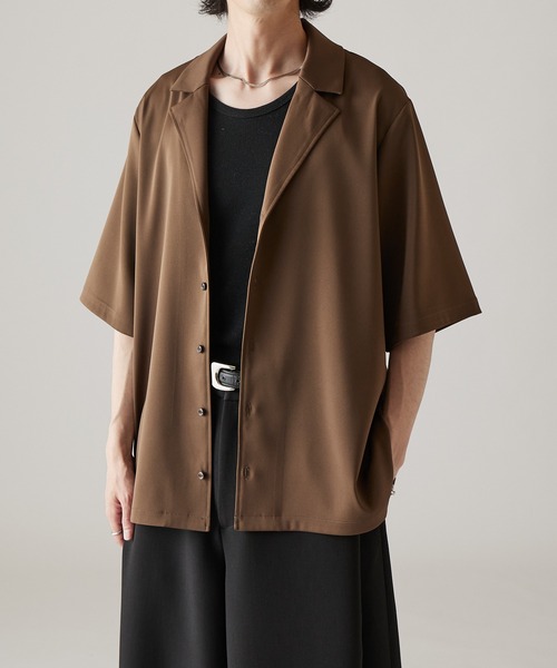 Lui's(ルイス)の「サテンLUXオーバーシャツジャケット(シャツ/ブラウス・メンズ・ブラウン/ブラック・S/M)」の2枚目の写真