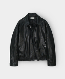 INDUST（インダスト）の「クロップモナコレザーブルゾンジャケット_ブラック（ライダースジャケット）」