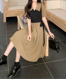 LUCPY（ラクピー）の「バイカラードッキングワンピース（ワンピース）」