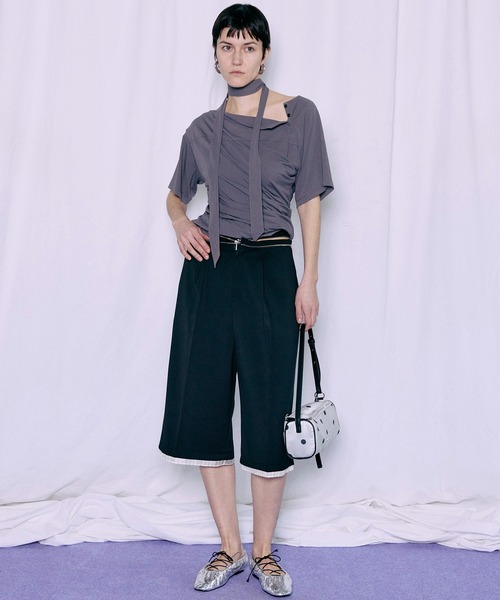 MAISON SPECIAL(メゾンスペシャル)の「Tie Detail 2WAY Twist T-Shirt/タイ付2WAYツイストTシャツ(Tシャツ/カットソー・レディース・ホワイト/ブラック/チャコールグレー・FREE)」の11枚目の写真