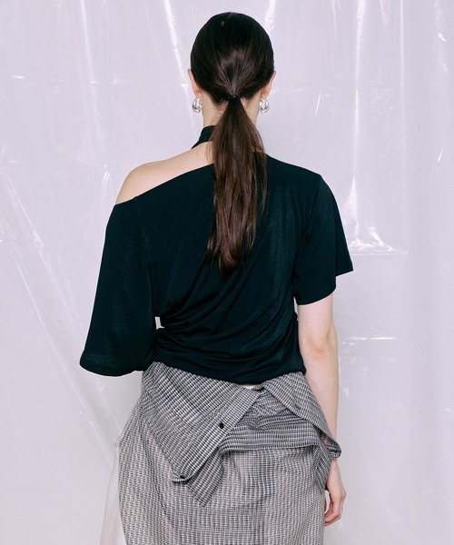 MAISON SPECIAL(メゾンスペシャル)の「Tie Detail 2WAY Twist T-Shirt/タイ付2WAYツイストTシャツ(Tシャツ/カットソー・レディース・ホワイト/ブラック/チャコールグレー・FREE)」の20枚目の写真