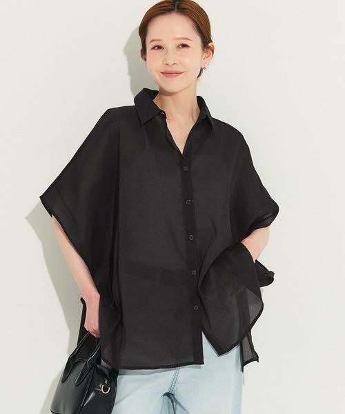 coca(coca)(コカ)の「オーガンジードルマンシャツ(シャツ/ブラウス・レディース・ライトベージュ/ブラック/アイボリー/ラベンダー・L/S/M)」の1枚目の写真