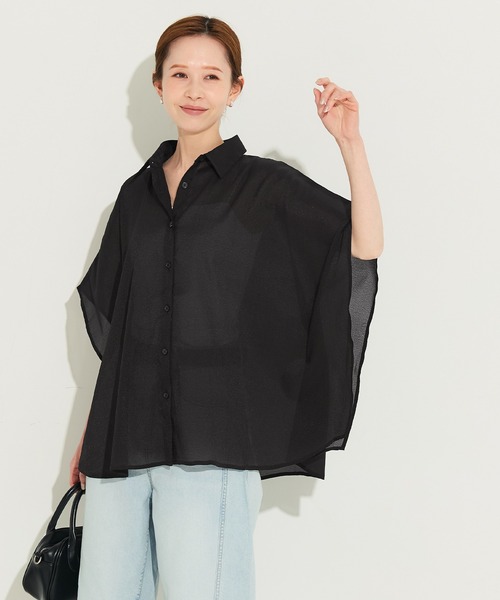 coca(coca)(コカ)の「オーガンジードルマンシャツ(シャツ/ブラウス・レディース・ライトベージュ/ブラック/アイボリー/ラベンダー・L/S/M)」の13枚目の写真