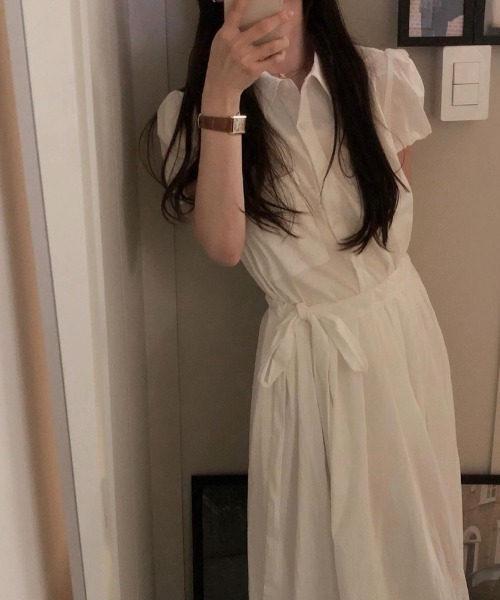 FAVORITO(ファヴォリート)の「リボンシャツワンピース(シャツワンピース・レディース・ホワイト/ネイビー・F)」の18枚目の写真